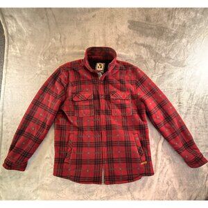 Voyager Jacket Men's Medium Red and black Plaid Sherpa Fleece Lined Button Up